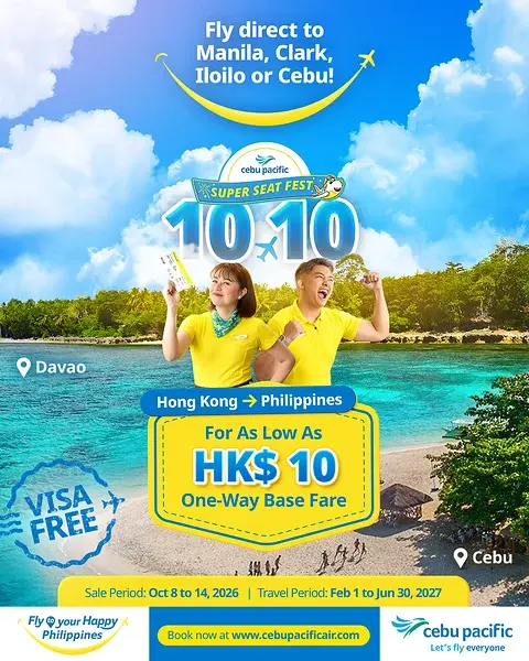 Zboruri spre Filipine la preț de nimic: Cebu Pacific lansează bilete de 10 dolari din Hong Kong